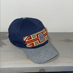Navy and Gray Cap with Colorful Beaded Design